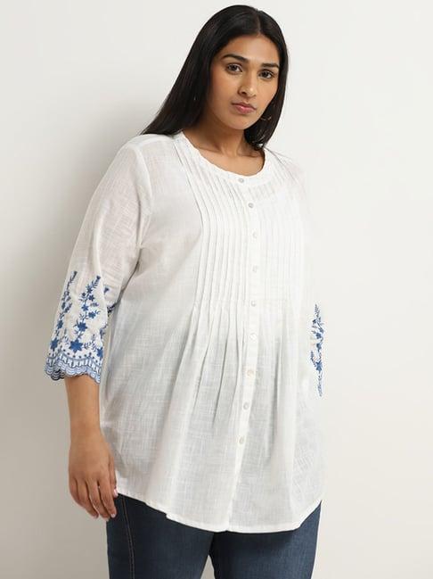 diza by westside white straight embroidered kurti