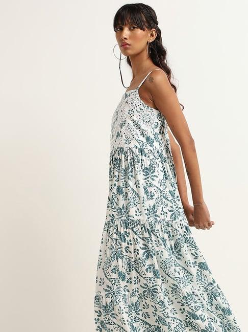 bombay paisley by westside blue printed tiered dress