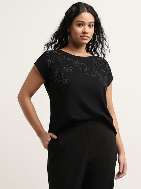 gia by westside black embellished t-shirt