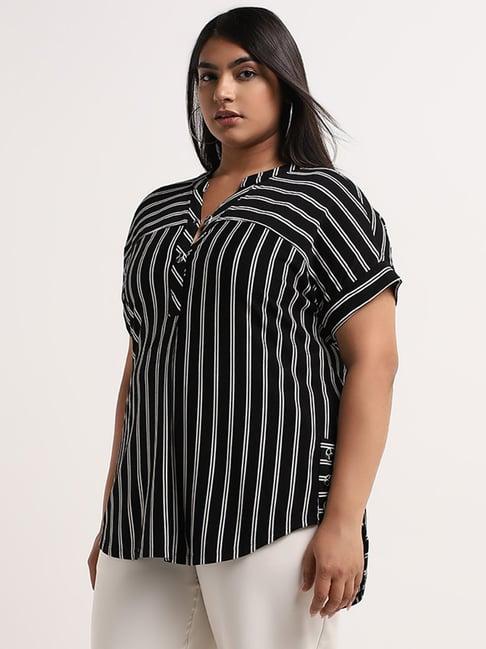 gia by westside black striped blouse