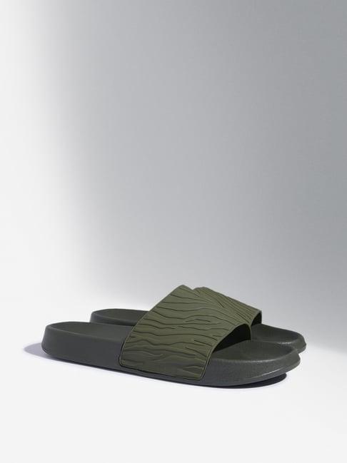 soleplay by westside olive wave-textured slides