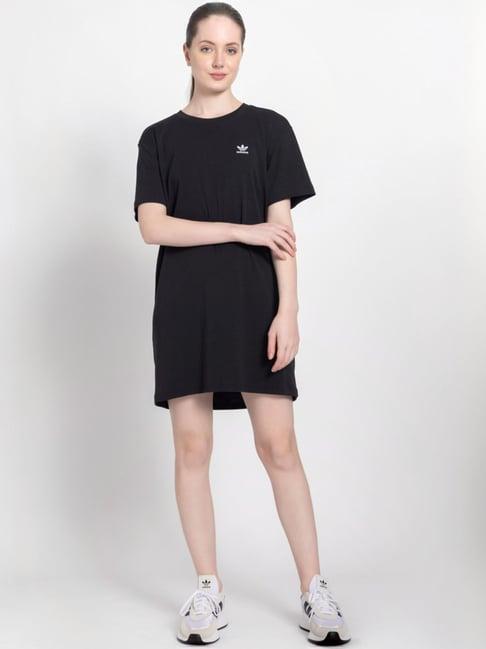 adidas originals black cotton printed shift dress