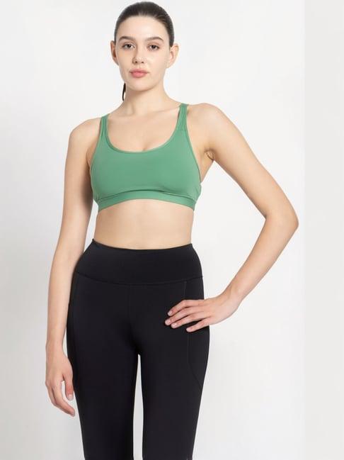 adidas green plain sports bra