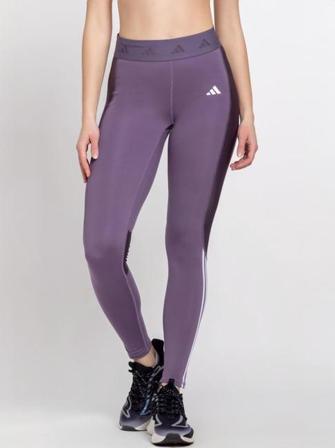 adidas purple striped sports tights