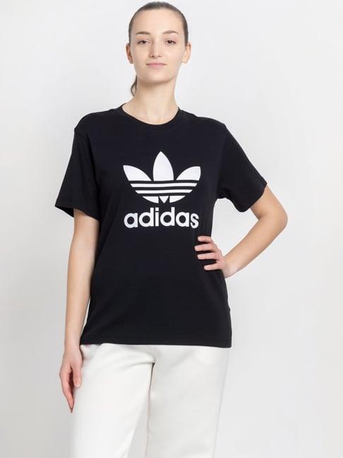 adidas originals black cotton printed sports t-shirt