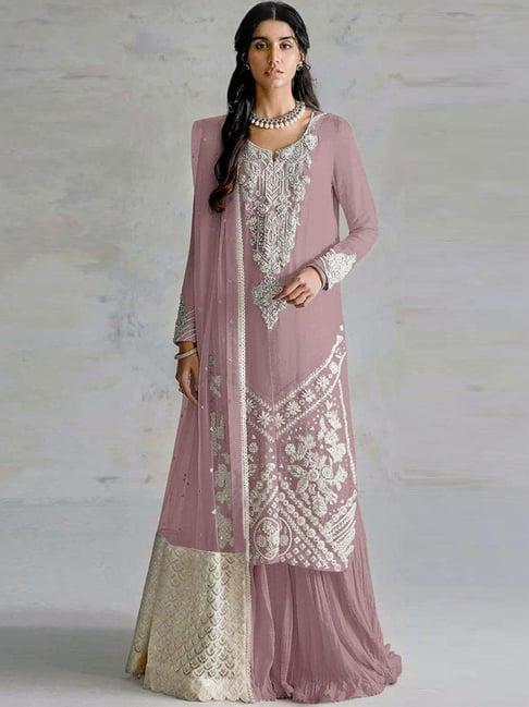 odette pink embroidered unstitched dress material