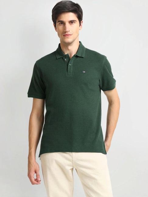 arrow sports green regular fit polo t-shirt