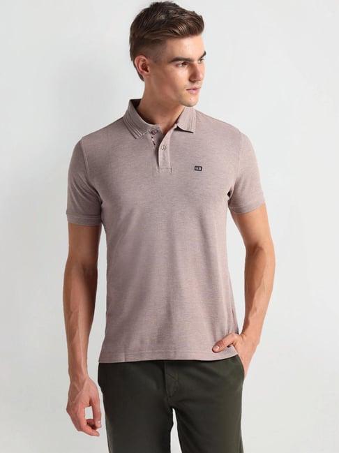 arrow sports beige regular fit polo t-shirt