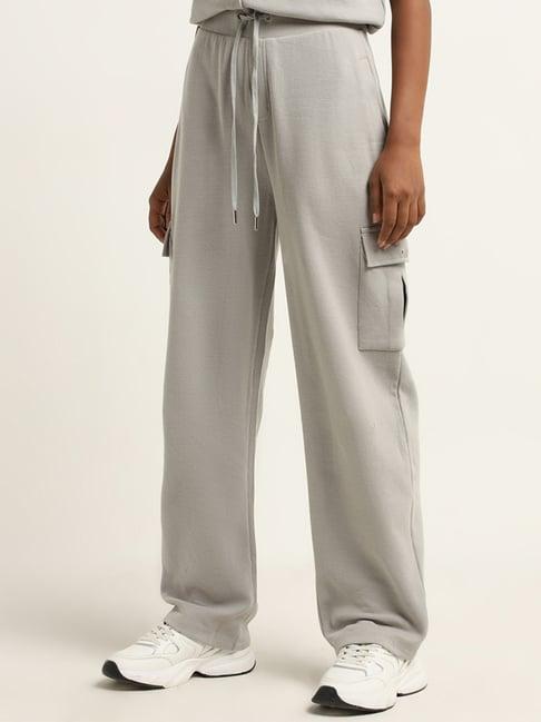 studiofit by westside grey waffle textured high rise track pants