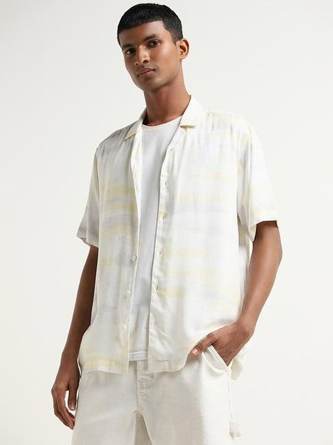 nuon by westside off-white abstract print relaxed fit shirt