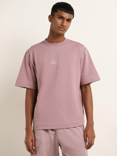 studiofit by westside dark pink text print relaxed fit t-shirt