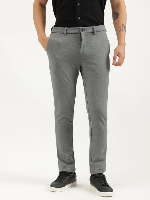 united colors of benetton grey slim fit flat front trousers