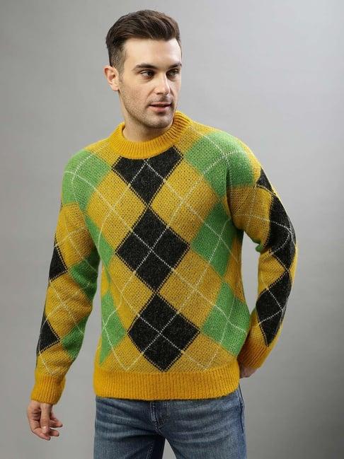 gant yellow relaxed fit checks sweater