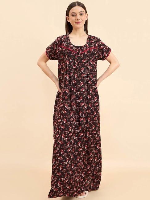 sweet dreams dark brown cotton floral print nighty