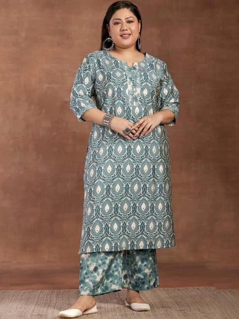 extra love by libas blue printed kurta palazzo set