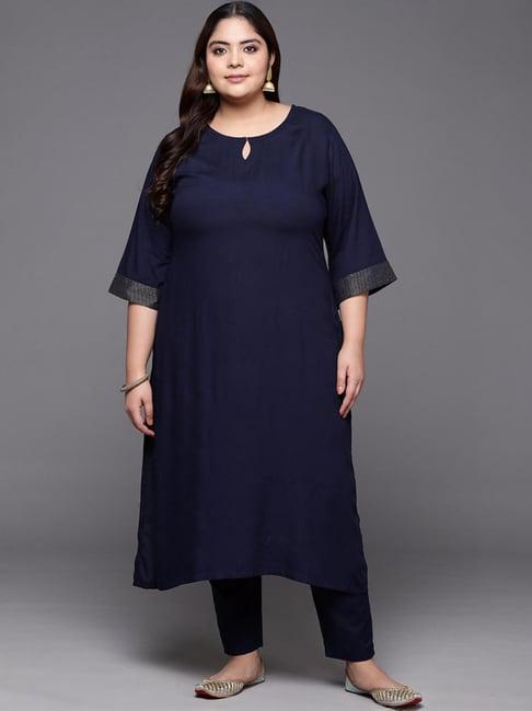 extra love by libas navy straight kurta