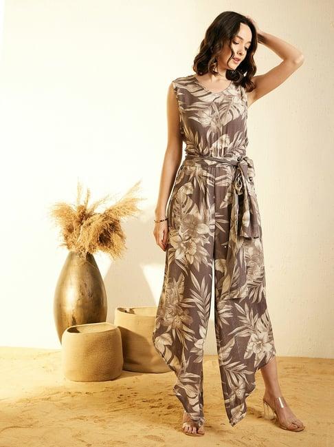 stylestone grey floral print jumpsuit