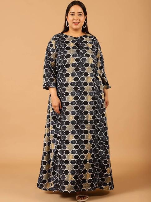 moms maternity black geometric print plus size maxi dress