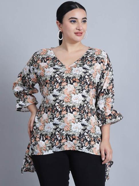 moms maternity multicolor high low plus size top