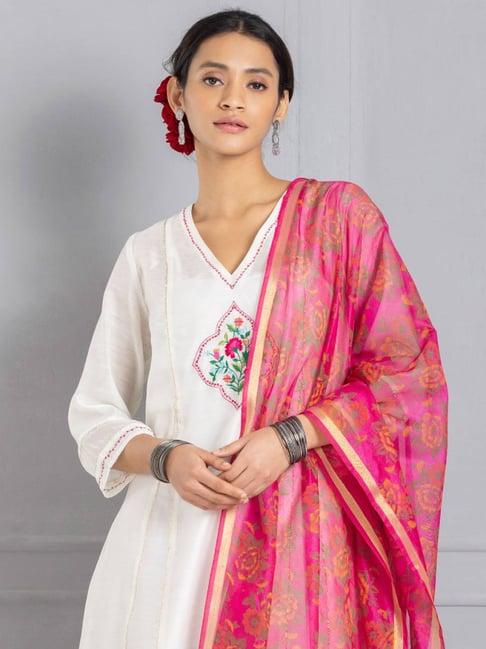 shaye pink chanderi printed dupatta