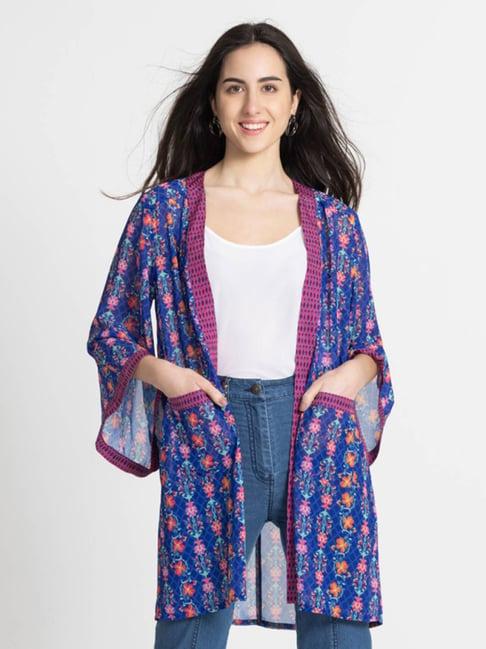 shaye blue floral print kimono