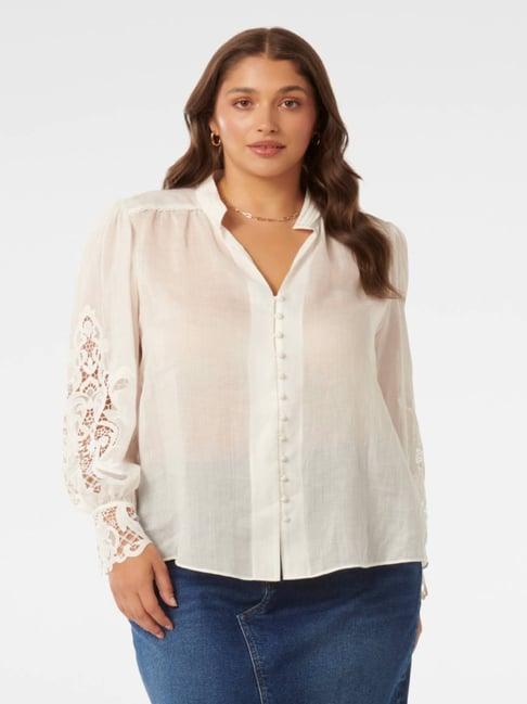 forever new aria curve lace mix blouse top