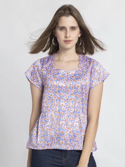 shaye blue & pink printed top