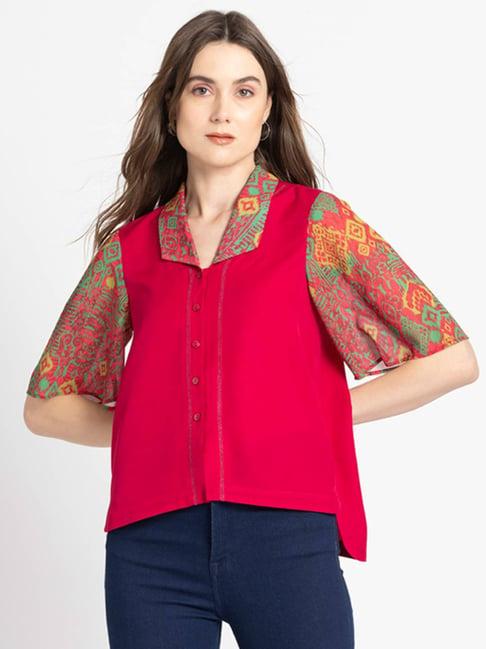 shaye maroon printed shirt