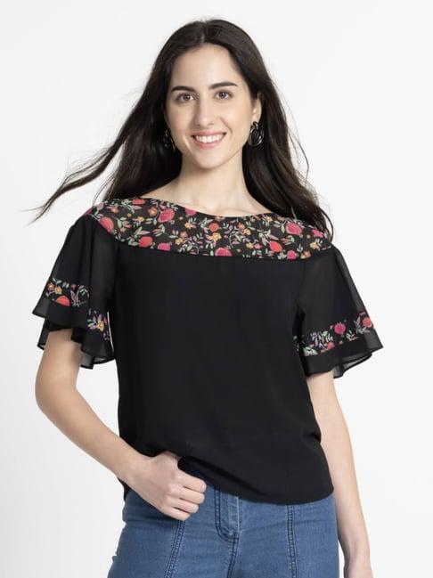 shaye black floral print top