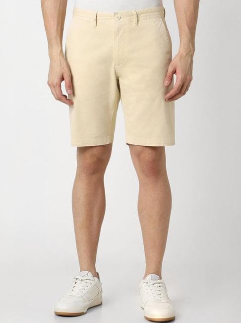 peter england beige regular fit shorts