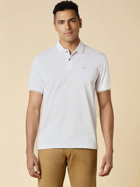 allen solly white regular fit texture polo t-shirt