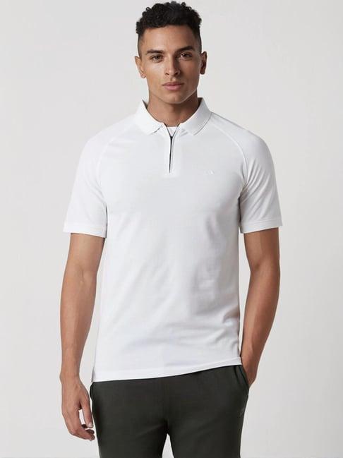 peter england white skinny fit polo t-shirt