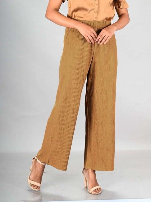 lyra brown cotton mid rise palazzos