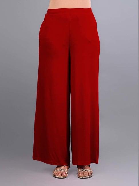 lyra red cotton flared pants