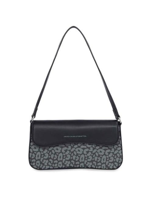 united colors of benetton valeri black printed shoulder handbag