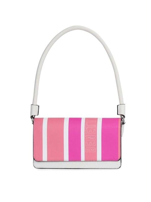 united colors of benetton rosalie white striped shoulder handbag