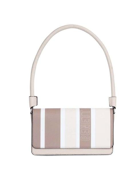 united colors of benetton rosalie beige striped shoulder handbag