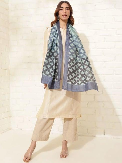 fabindia blue printed dupatta