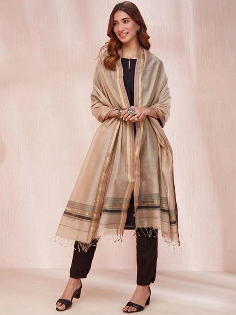 fabindia beige striped dupatta