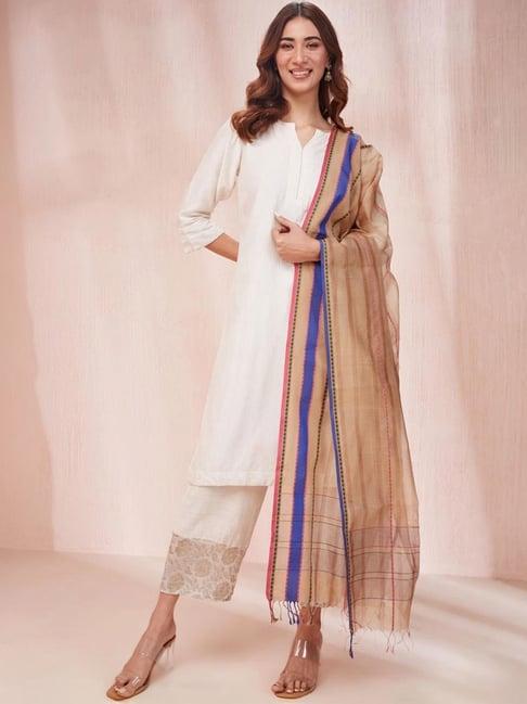 fabindia beige striped dupatta