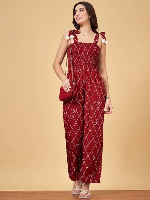 yu by pantaloons maroon printed jumpsuit