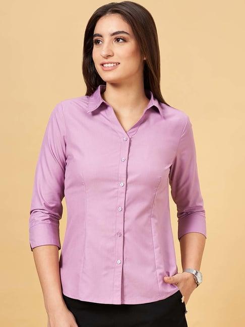 annabelle by pantaloons purple regular fit shirt