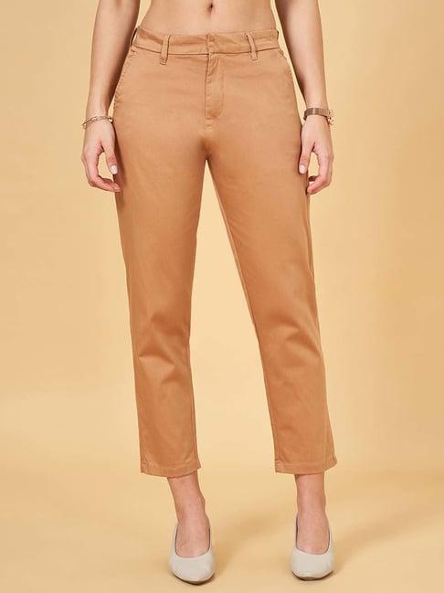 annabelle by pantaloons tan mid rise pants