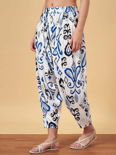 yu by pantaloons off-white printed pants