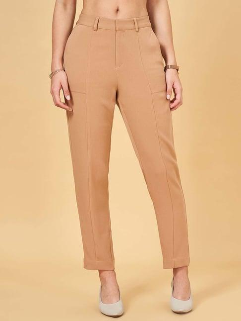 annabelle by pantaloons tan mid rise pants