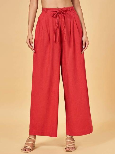 honey by pantaloons red high rise palazzos