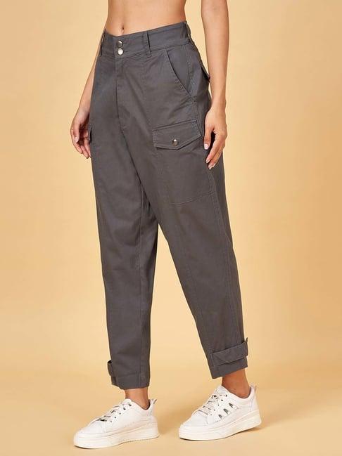 yu by pantaloons grey mid rise pants