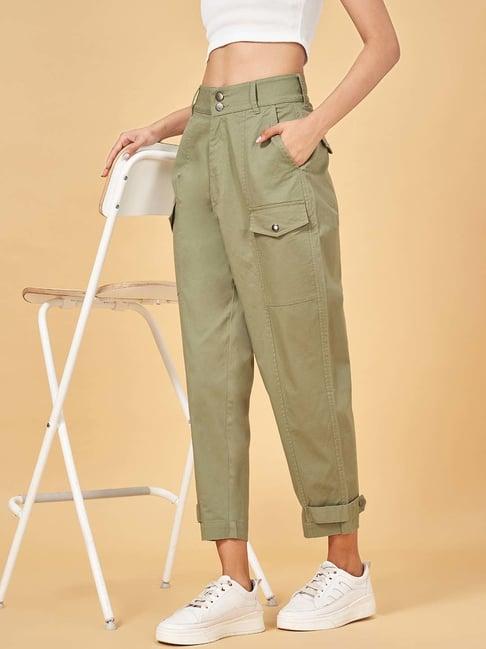 yu by pantaloons green mid rise pants