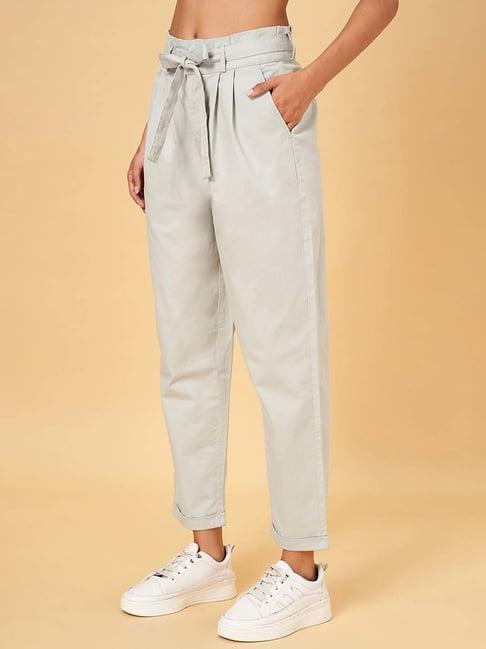 yu by pantaloons grey mid rise pants