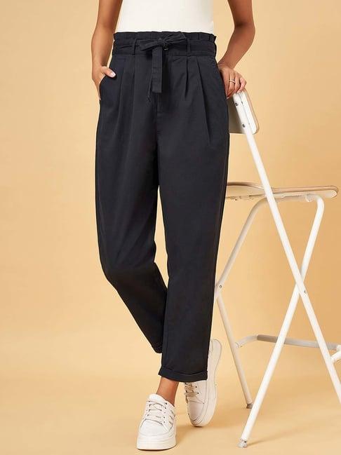 yu by pantaloons navy mid rise pants